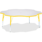Jonti-Craft Berries Elementary Height Prism Six-Leaf Table - Laminated, Yellow Top - Four Leg Base - 4 Legs - Height Adjustable - 15" to 24" Adjustment x 1.13" Table Top Thickness x 60" Table Top Diameter - JNT6458JCE007 Product Image 