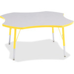 Jonti-Craft Berries Elementary Height Prism Four-Leaf Table - Laminated, Yellow Top - Four Leg Base - 4 Legs - Height Adjustable - 15" to 24" Adjustment x 1.13" Table Top Thickness x 48" Table Top Diameter - JNT6453JCE007 Product Image 