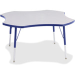 Jonti-Craft Berries Prism Four-Leaf Student Table - Gray, Laminated Top - Four Leg Base - 4 Legs - Height Adjustable - 24" to 31" Adjustment x 1.13" Table Top Thickness x 48" Table Top Diameter - JNT6453JCA003 Product Image 
