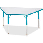 Jonti-Craft Berries Adult-Size Gray Laminate Trapezoid Table - Laminated Trapezoid, Teal Top - Four Leg Base - 4 Legs - Height Adjustable - 24" to 31" Adjustment - 60" Table Top Length x 30" Table Top Width x 1.13" Table Top Thickness - JNT6443JCA005 Product Image 