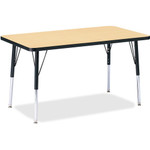 Jonti-Craft Berries Adult Height Color Top Rectangle Table - Laminated Rectangle, Maple Top - Four Leg Base - 4 Legs - Height Adjustable - 24" to 31" Adjustment - 36" Table Top Length x 24" Table Top Width x 1.13" Table Top Thickness - JNT6478JCA011 Product Image 