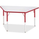 Jonti-Craft Berries Adult-Size Gray Laminate Trapezoid Table - Laminated Trapezoid, Red Top - Four Leg Base - 4 Legs - Height Adjustable - 24" to 31" Adjustment - 48" Table Top Length x 24" Table Top Width x 1.13" Table Top Thickness - JNT6438JCA008 Product Image 