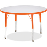 Jonti-Craft Berries Elementary Height Color Edge Round Table - Gray Round Top - Four Leg Base - 4 Legs - Height Adjustable - 24" to 31" Adjustment x 1.13" Table Top Thickness x 36" Table Top Diameter - JNT6488JCE114 Product Image 
