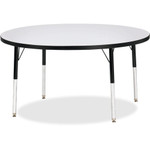 Jonti-Craft Berries Adult Height Color Edge Round Table - Black Round, Laminated Top - Four Leg Base - 4 Legs - Height Adjustable - 24" to 31" Adjustment x 1.13" Table Top Thickness x 48" Table Top Diameter - JNT6433JCA180 Product Image 