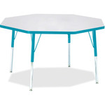 Jonti-Craft Berries Adult Height Color Edge Octagon Table - Laminated Octagonal, Teal Top - Four Leg Base - 4 Legs - Height Adjustable - 24" to 31" Adjustment x 1.13" Table Top Thickness x 48" Table Top Diameter - JNT6428JCA005 Product Image 