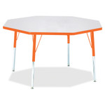 Jonti-Craft Berries Adult Height Color Edge Octagon Table - Laminated Octagonal, Orange Top - Four Leg Base - 4 Legs - Height Adjustable - 24" to 31" Adjustment x 1.13" Table Top Thickness x 48" Table Top Diameter - JNT6428JCA114 Product Image 
