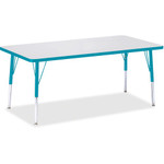 Jonti-Craft Berries Elementary Height Color Edge Rectangle Table - Laminated Rectangle, Teal Top - Four Leg Base - 4 Legs - Height Adjustable - 15" to 24" Adjustment - JNT6408JCE005 Product Image 