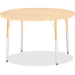 Jonti-Craft Berries Adult Height Maple Top/Edge Round Table - Laminated Round, Maple Top - Four Leg Base - 4 Legs - Height Adjustable - 24" to 31" Adjustment x 1.13" Table Top Thickness x 42" Table Top Diameter - JNT6468JCA251 Product Image 