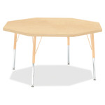 Jonti-Craft Berries Elementary Height Maple Top/Edge Octagon Table - Laminated Octagonal, Maple Top - Four Leg Base - 4 Legs - Height Adjustable - 15" to 24" Adjustment x 1.13" Table Top Thickness x 48" Table Top Diameter - JNT6428JCE251 Product Image 