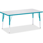 Jonti-Craft Berries Adult Height Color Edge Rectangle Table - Laminated Rectangle, Teal Top - Four Leg Base - 4 Legs - Height Adjustable - 24" to 31" Adjustment - JNT6408JCA005 Product Image 