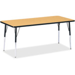 Jonti-Craft Berries Adult Height Color Top Rectangle Table - Black Oak Rectangle, Laminated Top - Four Leg Base - 4 Legs - Height Adjustable - 24" to 31" Adjustment - JNT6413JCA210 Product Image 