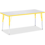 Jonti-Craft Berries Adult Height Color Edge Rectangle Table - Laminated Rectangle, Yellow Top - Four Leg Base - 4 Legs - Height Adjustable - 24" to 31" Adjustment - JNT6413JCA007 Product Image 