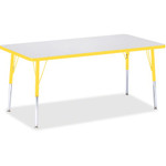 Jonti-Craft Berries Adult Height Color Edge Rectangle Table - Laminated Rectangle, Yellow Top - Four Leg Base - 4 Legs - Height Adjustable - 24" to 31" Adjustment - JNT6408JCA007 Product Image 