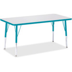 Jonti-Craft Berries Elementary Height Color Edge Rectangle Table - Gray Rectangle Top - Four Leg Base - 4 Legs - Height Adjustable - 15" to 24" Adjustment - JNT6403JCE005 Product Image 