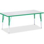 Jonti-Craft Berries Elementary Height Color Edge Rectangle Table - Gray Rectangle Top - Four Leg Base - 4 Legs - Height Adjustable - 15" to 24" Adjustment - JNT6413JCE119 Product Image 