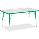 Jonti-Craft Berries Adult Height Color Edge Rectangle Table - Green Rectangle, Laminated Top - Four Leg Base - 4 Legs - Height Adjustable - 24" to 31" Adjustment - JNT6473JCA119 Product Image 