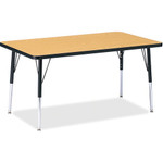 Jonti-Craft Berries Adult Height Color Top Rectangle Table - Black Oak Rectangle, Laminated Top - Four Leg Base - 4 Legs - Height Adjustable - 24" to 31" Adjustment - JNT6473JCA210 Product Image 