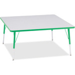 Jonti-Craft Berries Adult Height Prism Color Edge Square Table - Green Square, Laminated Top - Four Leg Base - 4 Legs - Height Adjustable - 24" to 31" Adjustment - JNT6418JCA119 Product Image 