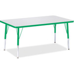 Jonti-Craft Berries Elementary Height Color Edge Rectangle Table - Gray Rectangle Top - Four Leg Base - 4 Legs - Height Adjustable - 15" to 24" Adjustment - JNT6473JCE119 Product Image 