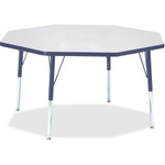 Jonti-Craft Berries Elementary Height Color Edge Octagon Table - Laminated Octagonal, Gray Top - Four Leg Base - 4 Legs - Height Adjustable - 15" to 24" Adjustment x 1.13" Table Top Thickness x 48" Table Top Diameter - JNT6428JCE112 Product Image 