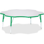 Jonti-Craft Berries Elementary Height Prism Six-Leaf Table - Green, Laminated Top - Four Leg Base - 4 Legs - Height Adjustable - 15" to 24" Adjustment x 1.13" Table Top Thickness x 60" Table Top Diameter - JNT6458JCE119 Product Image 