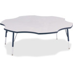 Jonti-Craft Berries Elementary Height Prism Six-Leaf Table - Laminated, Gray Top - Four Leg Base - 4 Legs - Height Adjustable - 15" to 24" Adjustment x 1.13" Table Top Thickness x 60" Table Top Diameter - JNT6458JCE112 Product Image 