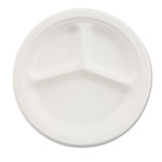 Chinet Paper Dinnerware, 3-Compartment Plate, 9.25" dia, White, 500/Carton (HUH21228) View Product Image