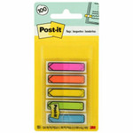 Post-it Arrow Flags in On-the-Go Dispenser - Bright Colors - 20 x Blue, 20 x Green, 20 x Pink, 20 x Purple, 20 x Yellow - 1/2" Flag/Note Width x 1 3/4" Flag/Note Length - Arrow, Rectangle - Unruled Product Image 