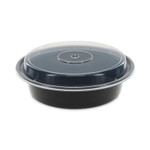 Pactiv Evergreen Newspring VERSAtainer Microwavable Containers, 24 oz, 7" Diameter, Black/Clear, Plastic, 150/Carton View Product Image