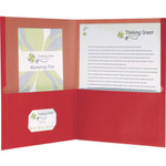 Oxford EarthWise Letter Recycled Pocket Folder - 8 1/2" x 11" - 100 Sheets Capacity - 2 Pocket(s) - Red - 100% Recycled Product Image 