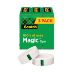 Scotch Magic Tape Refill, 1" Core, 0.75" x 83.33 ft, Clear, 3/Pack (MMM810K3) View Product Image