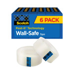Scotch Wall-Safe Tape, 1" Core, 0.75" x 66.66 ft, Clear, 6/Pack (MMM813S6) View Product Image
