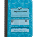 Pacon Dual Ruled Composition Book - 100 Sheets - 9.75" Height - Blue Cardboard Cover - Sturdy, Hard Cover Product Image 