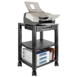 Kantek Height-Adjustable Deskside Printer Cart, Plastic, 3 Shelves, 1 Drawer, 75 lb Capacity, 17" x 13.25" x 24.5", Black (KTKPS540) Product Image 