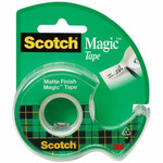 Scotch Magic Matte Finish Tape - 25 ft Length x 0.75" Width - 1" Core - Clear - Adhesive Backing - Dispenser Included - (MMM105) Product Image 