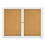 Quartet Enclosed Indoor Cork Bulletin Board with Two Hinged Doors, 48 x 36, Tan Surface, Silver Aluminum Frame (QRT2364) View Product Image