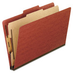 Pendaflex Four-Section Pressboard Classification Folders, 2" Expansion, 1 Divider, 4 Fasteners, Letter Size, Red Exterior, 10/Box (PFX1157R) View Product Image