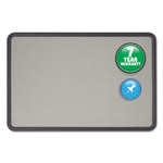 Quartet Contour Fabric Bulletin Board, 36" x 24", Gray Surface, Black Plastic Frame View Product Image