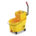 Rubbermaid Commercial WaveBrake 2.0 Bucket/Wringer Combos, Side-Press, 44 qt, Plastic, Yellow (RCPFG618688YEL) View Product Image