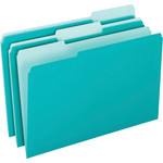 Pendaflex 1/3 Tab Cut Letter Recycled Top Tab File Folder - 8 1/2" x 11" - Top Tab Location - Assorted Tab Position - Aqua - 10% Recycled Product Image 