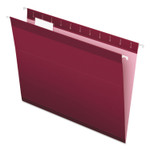 Pendaflex Colored Reinforced Hanging Folders, Letter Size, 1/5-Cut Tabs, Burgundy, 25/Box (PFX415215BUR) View Product Image