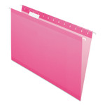 Pendaflex Colored Reinforced Hanging Folders, Legal Size, 1/5-Cut Tabs, Pink, 25/Box (PFX415315PIN) View Product Image