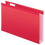 Pendaflex 1/5 Tab Cut Legal Recycled Hanging Folder - 8 1/2" x 14" - 2" Expansion - Pressboard, Poly - Red - Water Resistant, Wear Resistant, Tear Proof, Infopocket Product Image 