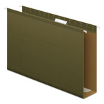 Pendaflex Extra Capacity Reinforced Hanging File Folders with Box Bottom, 3" Capacity, Legal Size, 1/5-Cut Tabs, Green, 25/Box (PFX4153X3) View Product Image