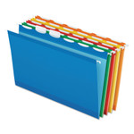 Pendaflex Ready-Tab Colored Reinforced Hanging Folders, Legal Size, 1/6-Cut Tabs, Assorted Colors, 25/Box (PFX42593) View Product Image