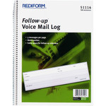 Rediform Follow-Up Voice Mail Log Book - 500 Sheet(s) - Wire Bound - 1 Part - 8" x 10.62" Sheet Size - White Sheet(s) Product Image 