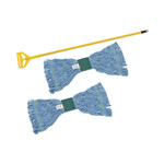 Boardwalk Looped End Mop Kit, Medium Blue Cotton/Rayon/Synthetic Head, 60" Yellow Metal/Polypropylene Handle (BWK400MBC) View Product Image