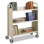 Safco Steel Single-Sided Book Cart, Metal, 3 Shelves, 300 lb Capacity, 36" x 14.5" x 43.5", Sand (SAF5358SA) Product Image 