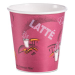 SOLO Paper Hot Drink Cups in Bistro Design, 3.54" Diameter x 3.61" h, 10 oz, Maroon, 1,000/Carton View Product Image