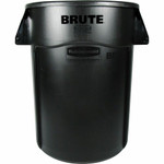 Rubbermaid Commercial Brute 44-Gallon Vented Utility Container - 44 gal Capacity - Round - Handle, Heavy Duty, Reinforced, UV Coated, Damage Resistant, Warp Resistant, Water Resistant - 31.5" Height x 24" Diameter - Plastic - (RCP264360BK) Product Image 